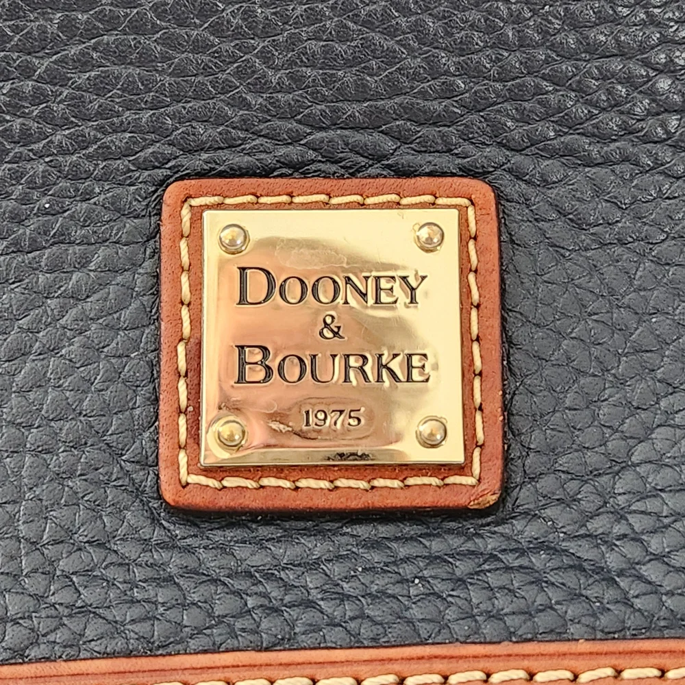 Dooney & Bourke 1975 Navy and Brown Pebble Leather Zip Zip Satchel J11228477
